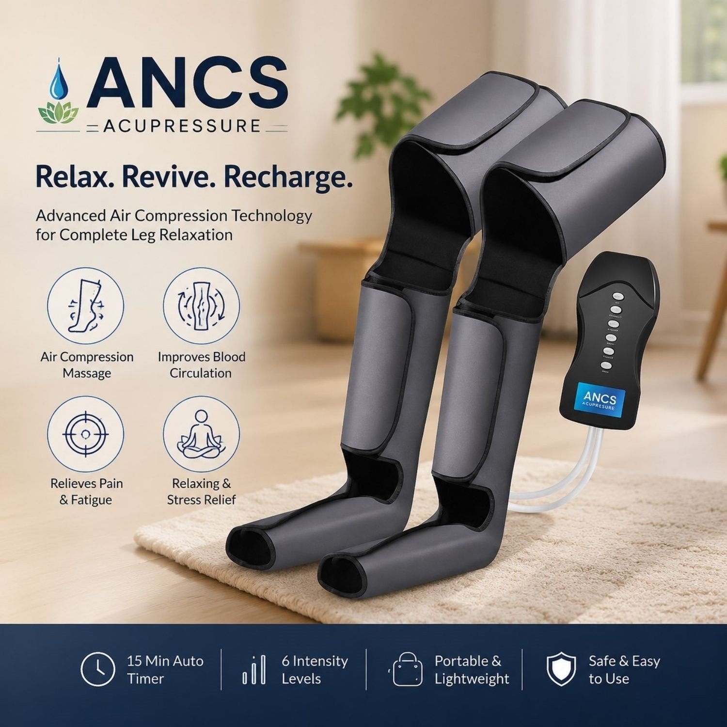 Physio Prime Pneumatic Air Compression Leg & Calf Recovery Massager